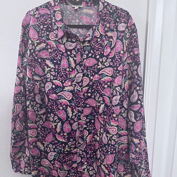 Talbot's Paisley Print Button Down Shirt 2X - Picture 3 of 13